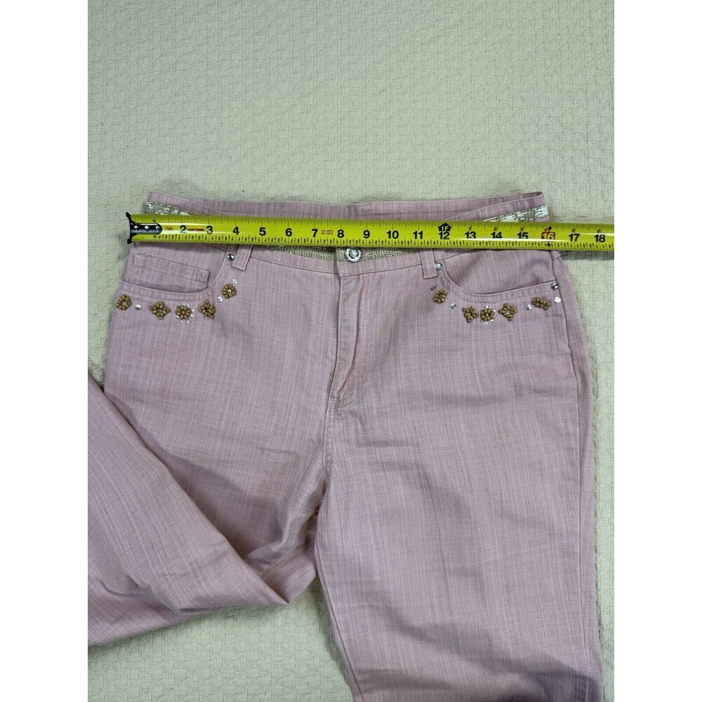 Nancy Bolen Hippie Jeans Embellished Mid Rise City Girl | Pink | Size 10 - Picture 11 of 13